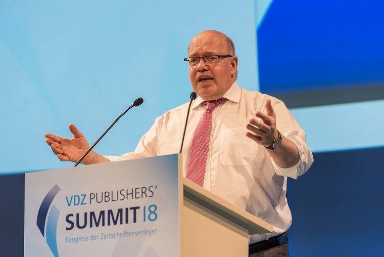 Bundeswirtschaftsminister Peter Altmaier beim Publishers' Summit 2018 (Foto: Ole Bader/SANDWICHPICKER für VDZ)