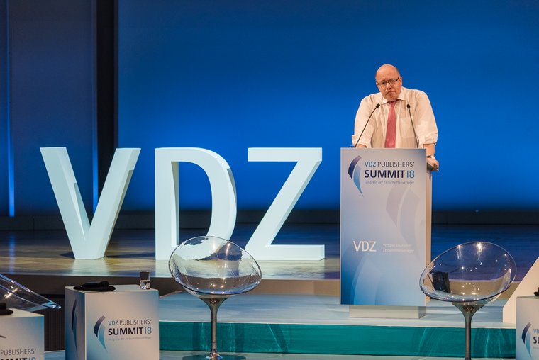 Bundeswirtschaftsminister Peter Altmaier beim Publishers' Summit 2018 (Foto: Ole Bader/SANDWICHPICKER für VDZ)