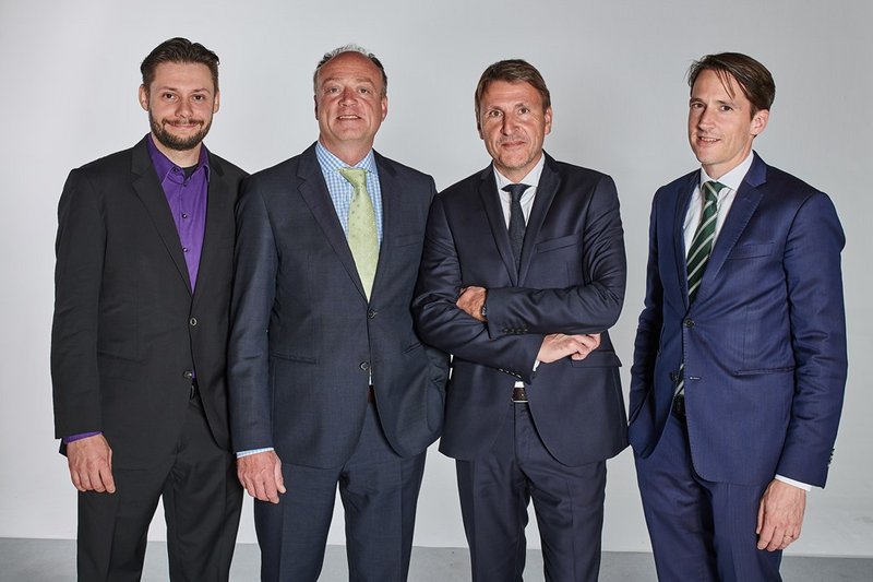 v.l.: Felix Wahlich (Vorstand), Jan Carlsen (Vorstand), Frank Nolte (Präsident), Vincent Nolte (Vizepräsident/Finanzvorstand) (Foto: Dr. Bernd Kaemmerer für Bundesverband Presse-Grosso e.V.)