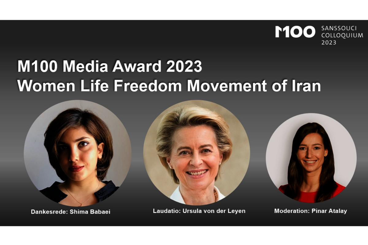 Shima Babaei, Ursula von der Leyen, Pinar Atalay (M100 Sanssouci Colloquium)