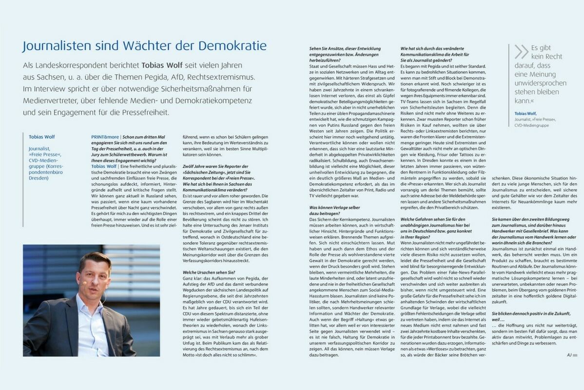 Tobias Wolf im Interview mit PRINT&more, Ausgabe 1/2022, S. 70/71