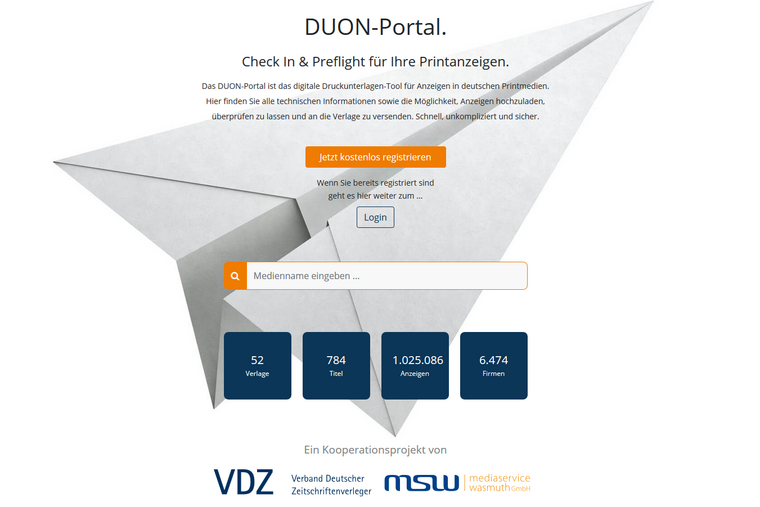 Startseite des DUON-Portals