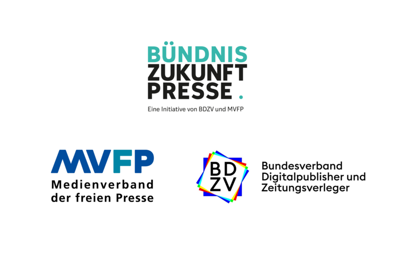 Das „Bündnis Zukunft Presse“ ist eine Initiative des Bundesverbands Digitalpublisher und Zeitungsverleger und des Medienverbands der freien Presse. Gemeinsam vertreten sie die Interessen von über 500 Verlagen mit rund 9.000 redaktionellen Marken und Produkten. Ziel des Bündnisses ist es, durch eine starke gemeinsame Marke den politischen Wirkungsgrad der freien Presse zu erhöhen und die Grundlage für einen zukunftssicheren Journalismus in Deutschland zu schaffen.