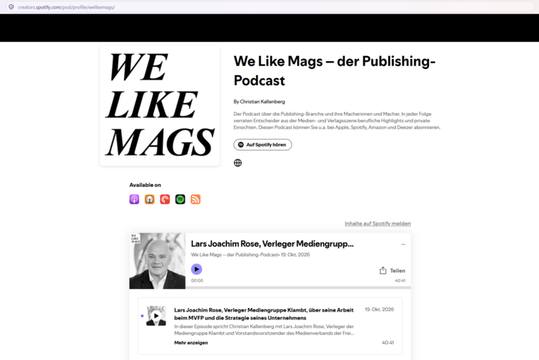 Im Podcast „We Like Mags“ spricht Lars Joachim Rose über politische Wirkmacht, faire Rahmenbedingungen für die freie Presse und wie Verlage den digitalen Wandel gestalten können.