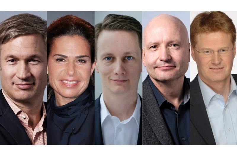 Die Chefredaktion der WELT-Gruppe (v.l.): Ulf Poschardt, Dagmar Rosenfeld, Johannes Boie, Oliver Michalsky, Arne Teetz